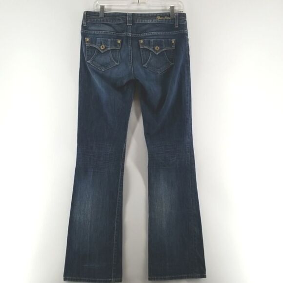 Guess Jeans Womens Size 29/32 Rear Button Pockets Boot Cut Blue Denim Low Rise - Picture 4 of 9